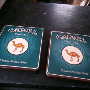 2 vintage tin camel cigarette holders